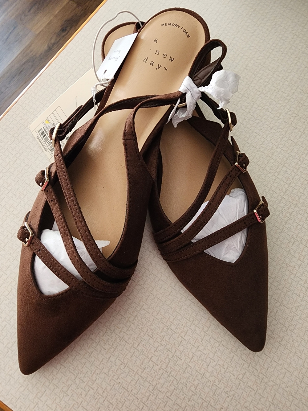 a new day Dark Brown Pointed-Toe Multi-Strap Flats